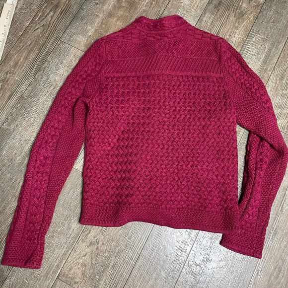 L.L. Bean Woven Cardigan Chunky Knit Long Sleeve Button Up Pink Womens XS - Picture 5 of 6